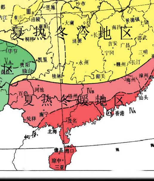 中国建筑气候区划图(高清彩色图)
